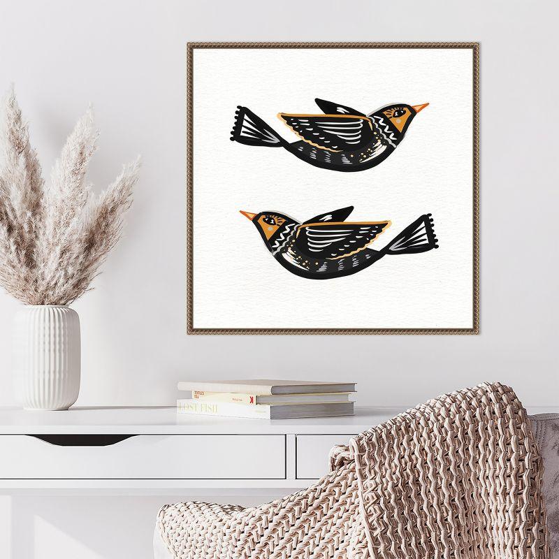 Amanti Art Migration Folk Birds by Ani Del Sol Canvas Wall Art Print Framed 22 x 22-in.