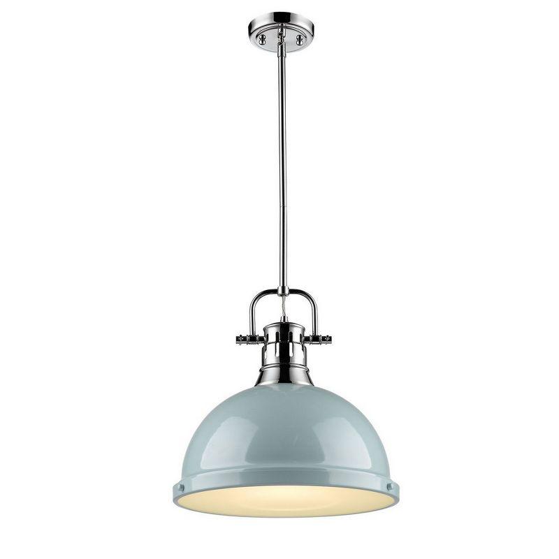 Transitional Seafoam Shade Chrome Large Pendant Light