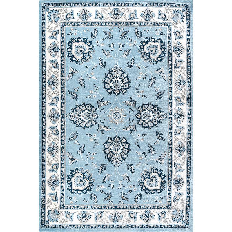 Blue and Gray Reversible Synthetic 4' x 6' Area Rug