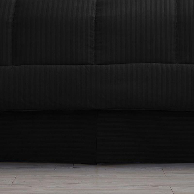 8 Piece Embossed Dobby Stripe Bed In A Bag Set - Queen, Black