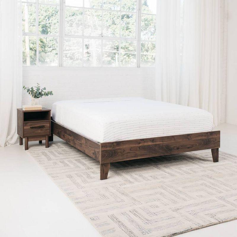 Chic Sophistication Queen Platform Bed with Wood Headboard, Mocha