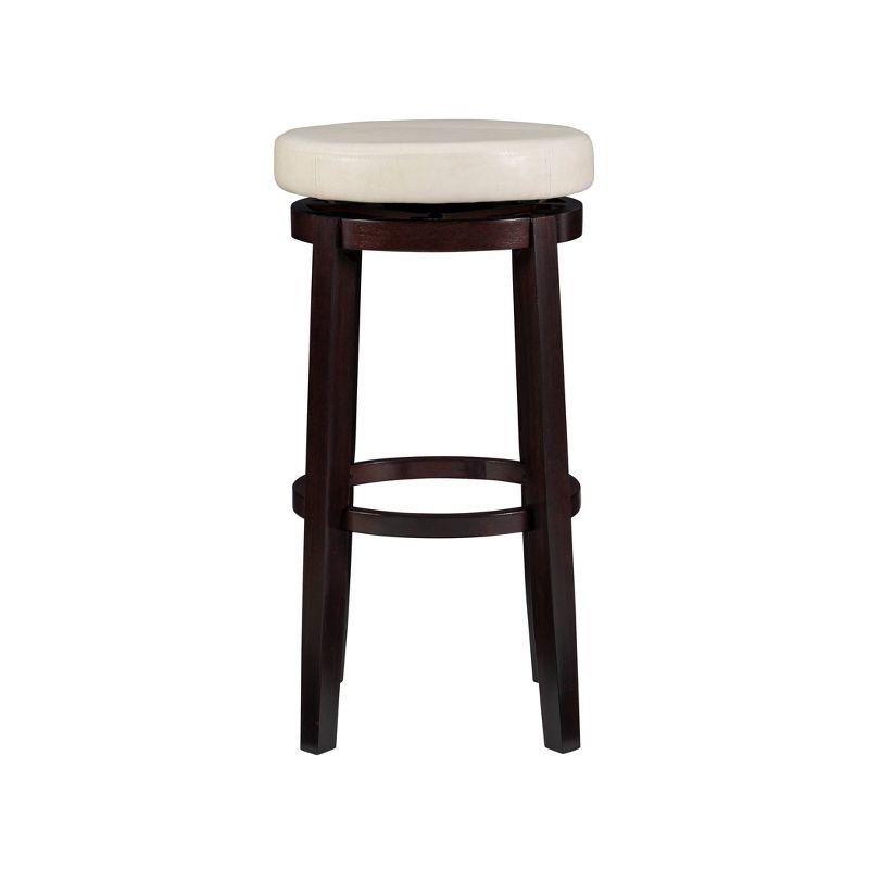 Maya Transitional Swivel Backless Barstool in Brown Faux Leather