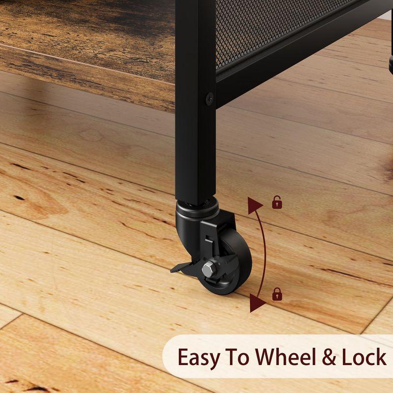 Garvee Printer Stand with Charging Station, 3 Tier Office Rolling Printer Stand with Wheels,End Table for Home Office, Fax Machines, Scanners, Brown