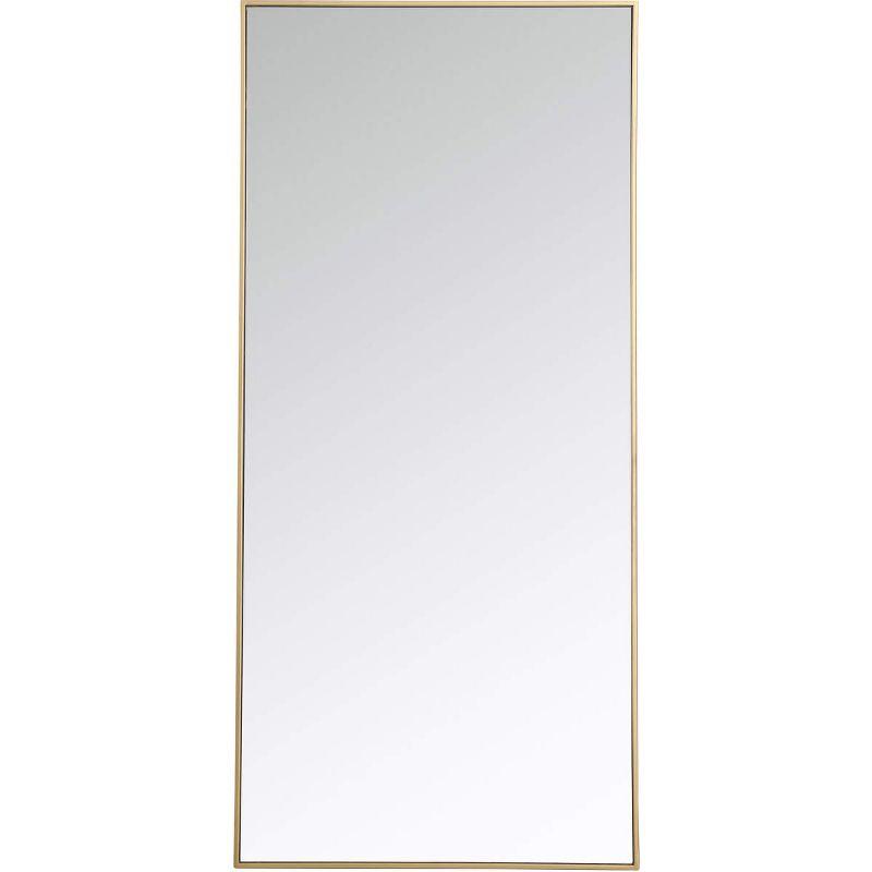 Elegant Lighting Modern Metal Frame Mirror, Rectangle 30", Brass Finish – Ideal for Vanity or Accent Wall