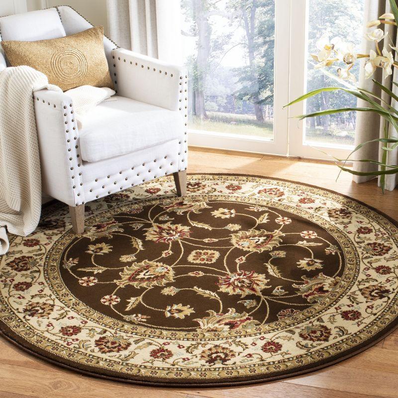 Lyndhurst LNH553 Power Loomed Area Rug - Brown/Ivory - 5'3" Round - Safavieh