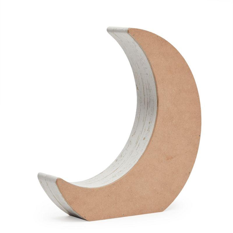 Farmlyn Creek Wooden Shelf Display for Rustic Home Decor, Crescent Moon (10 x 10.2 x 2 in)