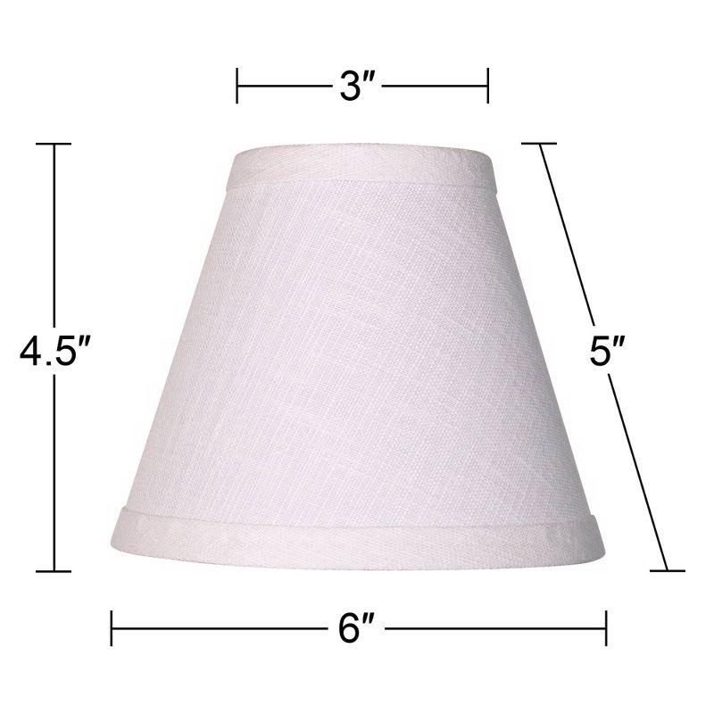 Springcrest Set of 6 Hardback Empire Lamp Shades White Linen Small 3" Top x 6" Bottom x 5" High Candelabra Clip-On Fitting