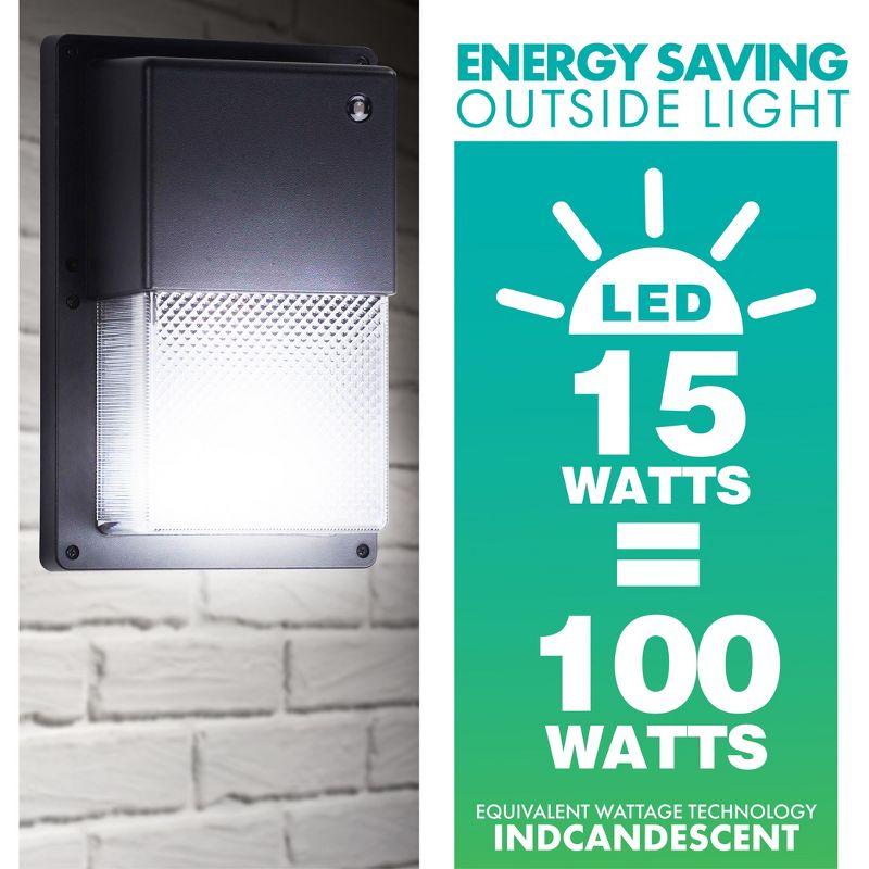 Simply Conserve 100-Watt Equivalent Integrated LED Black Mini Wall Pack Light, 4000K