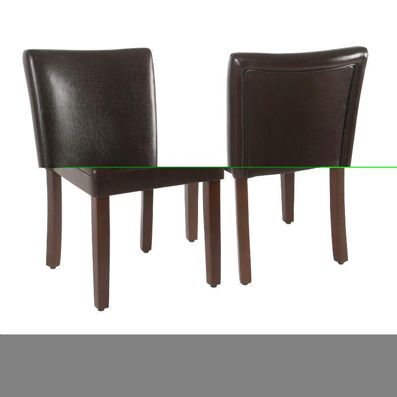 Modern Brown Faux Leather Parsons Side Chair with Wood Legs