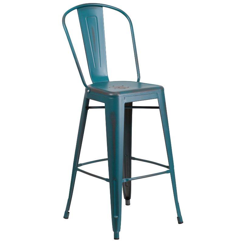 Kelly Blue-Teal 30" Metal Indoor-Outdoor Barstool