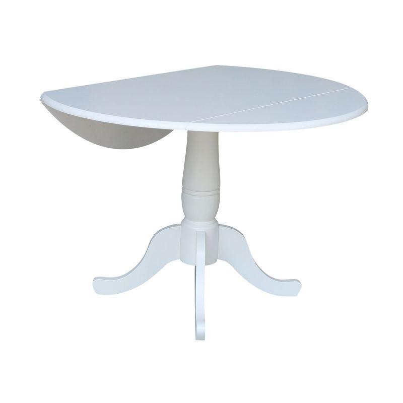 42" Patsy Round Top Dual Dining Table White - International Concepts: Drop Leaf, Seats 4