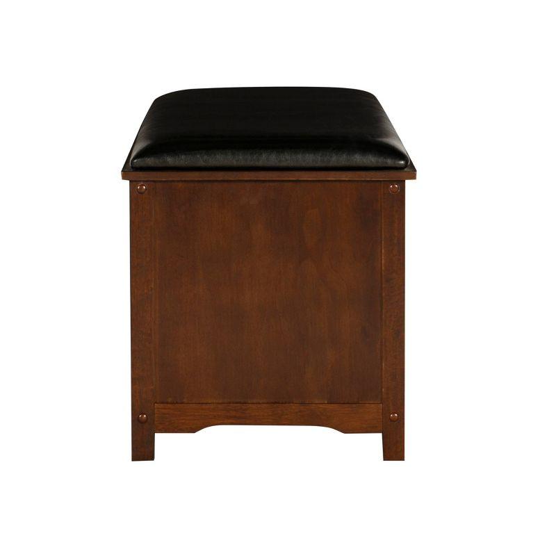 45" Cape Anne Dark Brown Faux Leather Upholstered Storage Bench Dark Walnut - Linon: Entryway Seating, Shoe Cubbies