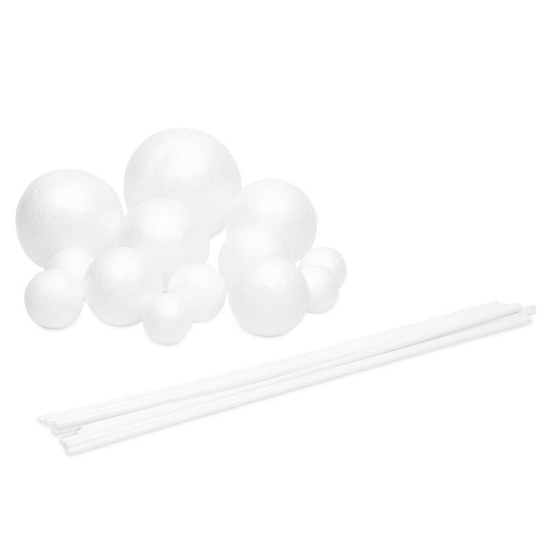 Bright Creations 24 Piece DIY Solar System Model Kit with White Foam Balls and Bamboo Sticks for Crafts Supplies (Assorted Sizes)