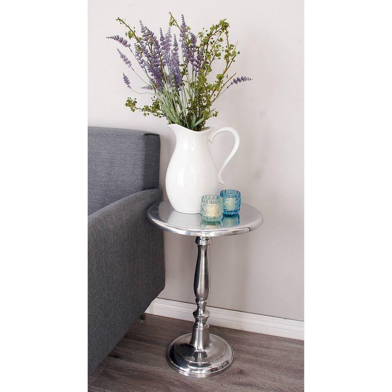 Metal Pedestal Accent Table Silver - Olivia & May: Round Aluminum Side, Traditional Design