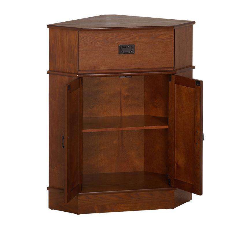 Mission 2 Door 1 Drawer Corner Storage Cabinet Oak - Buylateral: Traditional Style, MDF Wood Veneer