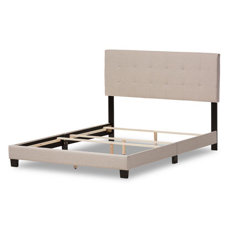 Full Brookfield Modern and Contemporary Fabric Upholstered Grid Tufting Bed Beige - Baxton Studio: MDF Frame, Polyester Fill, Requires Box Spring