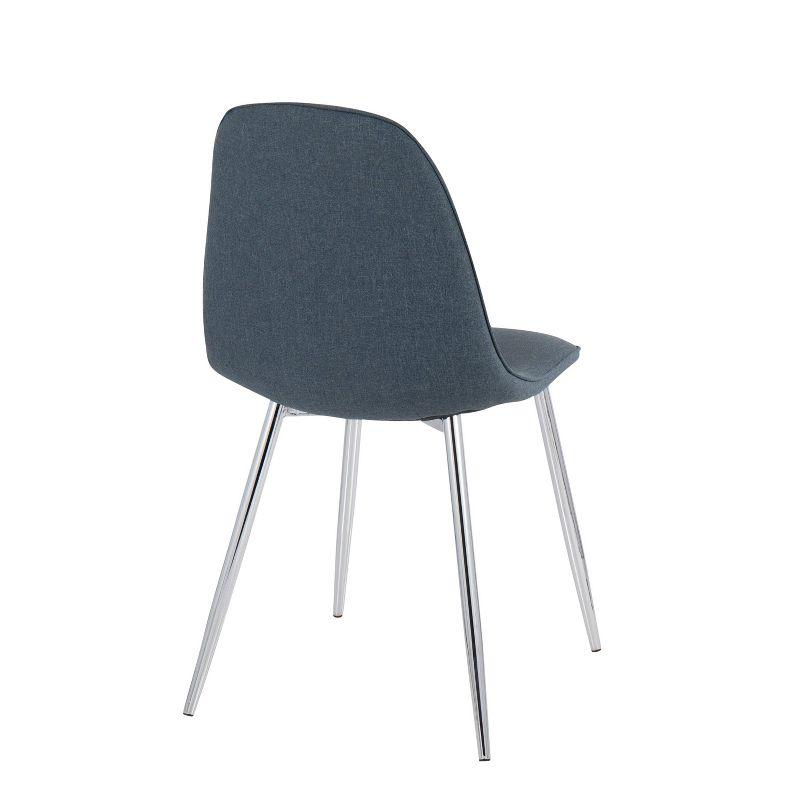Set of 2 Pebble Metal/Polyester Dining Chairs with Chrome Legs Blue - LumiSource: Steel Frame, Foam Cushion, Spot Clean