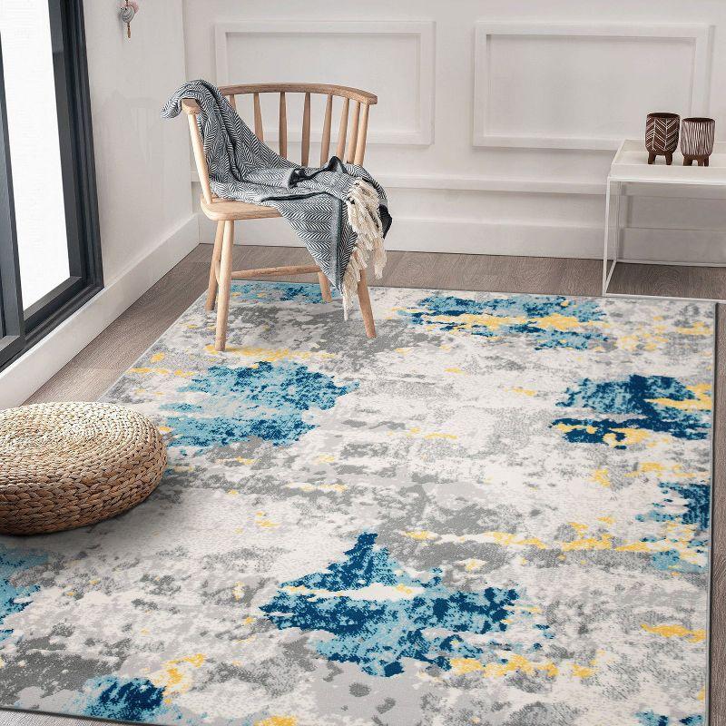 Cream Rectangular Stain-Resistant Synthetic Area Rug