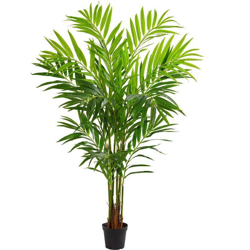 Nearly Natural 8' Artificial King Palm Tree in Pot Green - Lifelike, Indoor, No Assembly Required