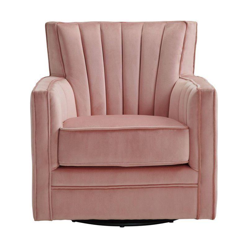 Lawson Swivel Chair Pink - Picket House Furnishings: Upholstered Velvet Accent for Living Room, Foam Filled