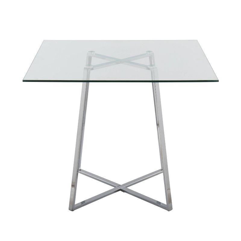 36" Cosmo Square Dining Table Chrome/Clear Glass - LumiSource: Modern Pedestal, Seats 4