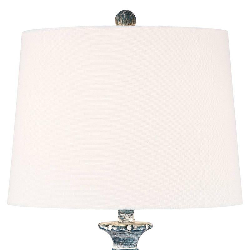 Regency Hill Tanya Traditional Table Lamps 26 1/2" High Set of 2 Blue Washed Tapered Drum Shade for Bedroom Living Room Bedside Nightstand Office Kids