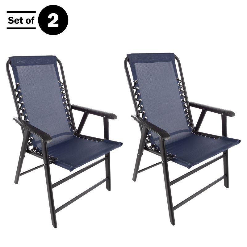 Set of 2 Folding Camping and Lawn Chair with Textilene Fabric and Bungee Suspension by Pure Garden