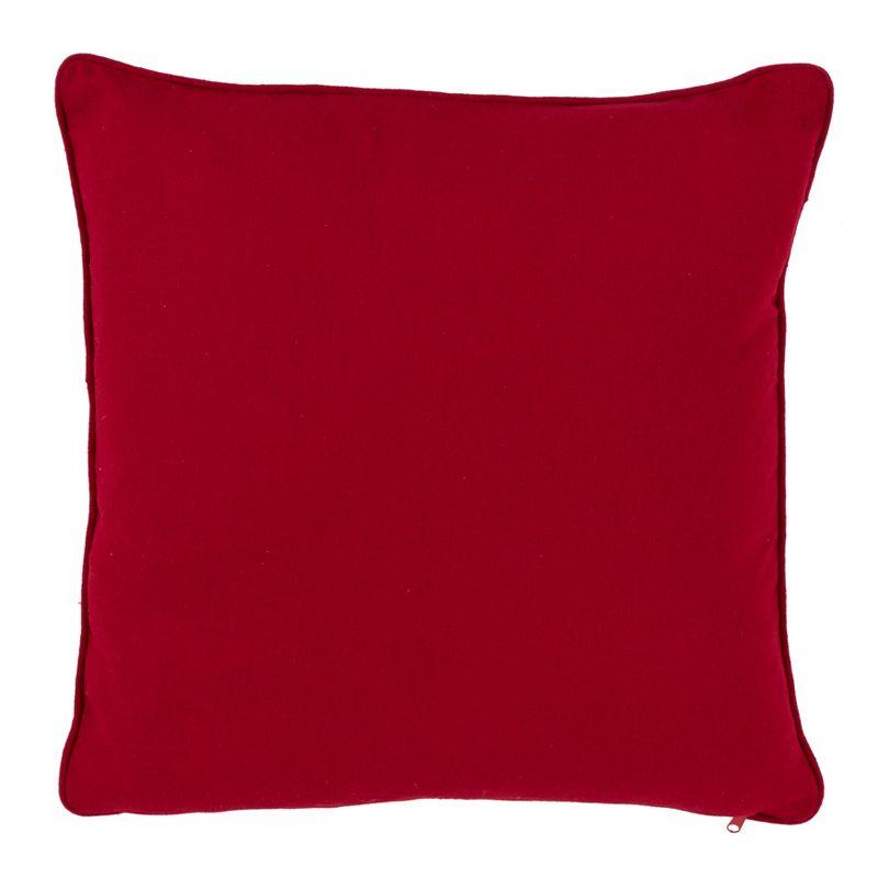 16"x16" Snowflake Poly Blend Down-Filled Square Throw Pillow Red - Saro Lifestyle: Indoor Decorative Cushion, Zippered