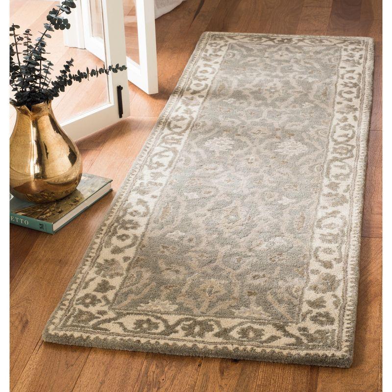 Gray and Cream Handmade Wool Tufted Runner Rug