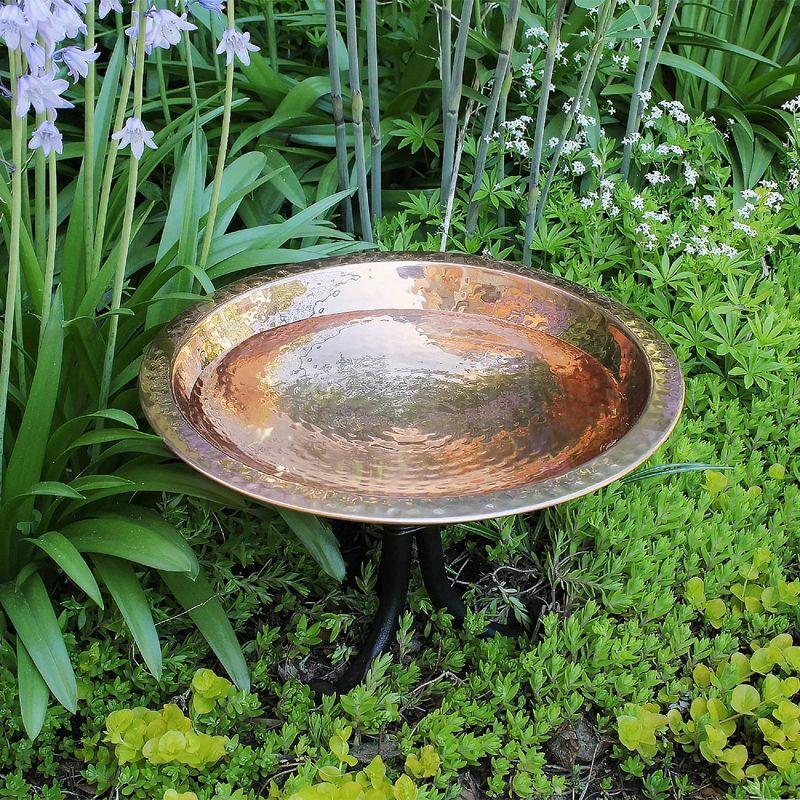 Achla Designs 2.5" Hammered Copper Birdbath Bowl with Polished Copper Plated Rim