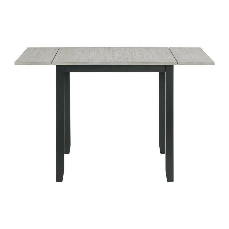 Picket House Furnishings 3pc Tuttle Drop Leaf Extendable Dining Table Set and 2 Chairs Gray/Black: Modern Rectangle Shape, Upholstered Chairs