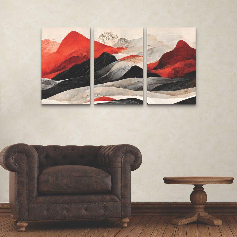 Treechild Red and Black Abstract Landscape Canvas Art Set