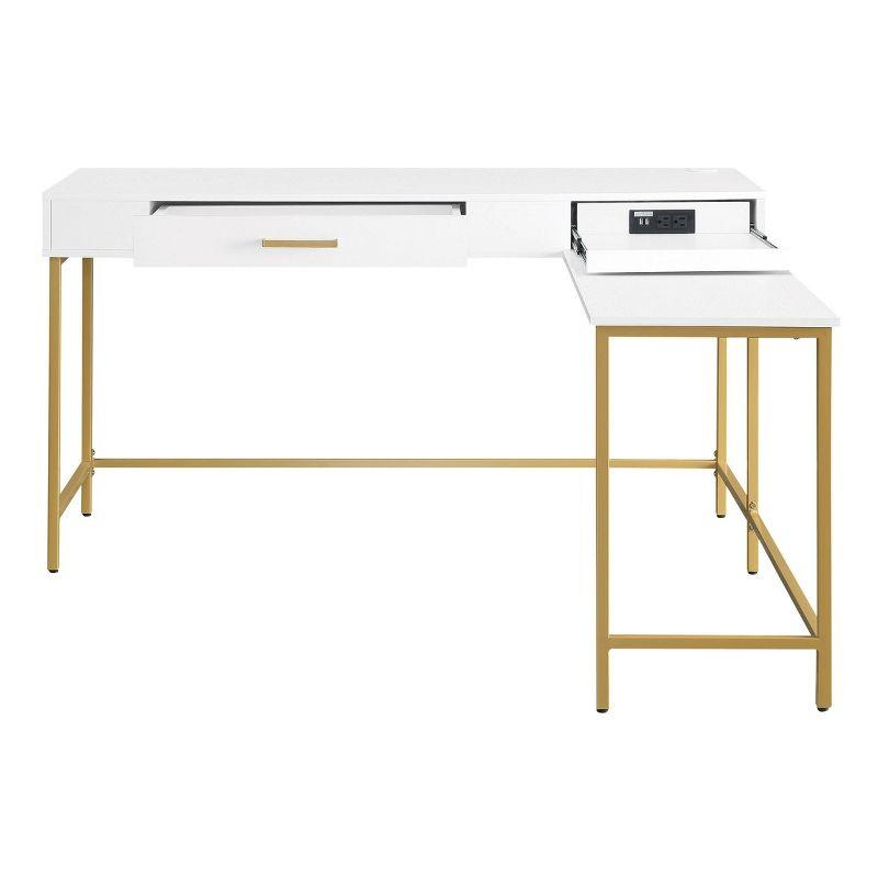 Modern Life L Shaped Desk White - OSP Home Furnishings: Home Office Furniture with All Purpose Drawer