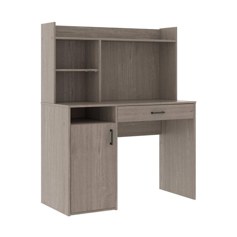 Silver Sycamore Wood Desk with Hutch and Drawer