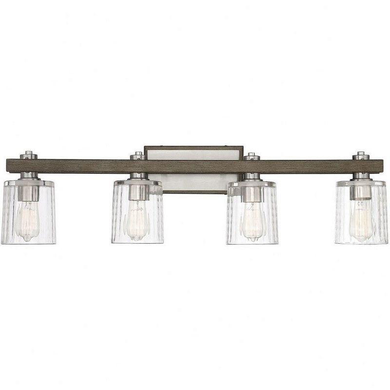 Halifax 4-Light Satin Nickel and Gray Wood Vanity Light