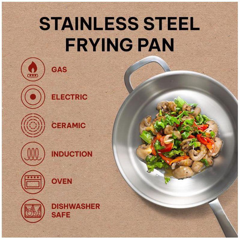 Alva Cookware Maestro 5-Ply Stainless Steel Frying Pan, Durable Induction Pan, Non Toxic Cookware, Stay Cool Handle