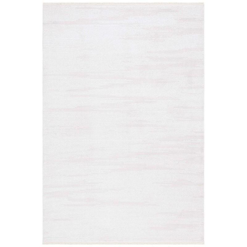 Ivory Beige Hand-Knotted Synthetic Area Rug 5'3" x 7'6"