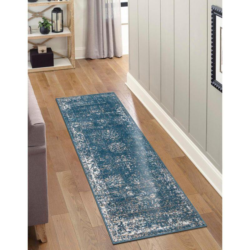 Unique Loom 3' 3 x 16' 5 Runner Sofia Blue Runner Rug
