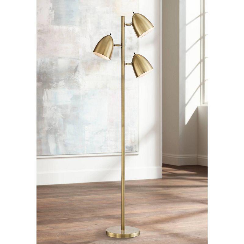 Aaron Mid-Century Modern Adjustable Black and Brass Floor Lamp