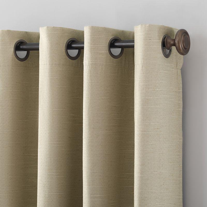 50"x84" Archaeo Total Blackout Textured Linen Blend Grommet Top Curtain Panel Stone: Modern Noise-Reducing Indoor Panel
