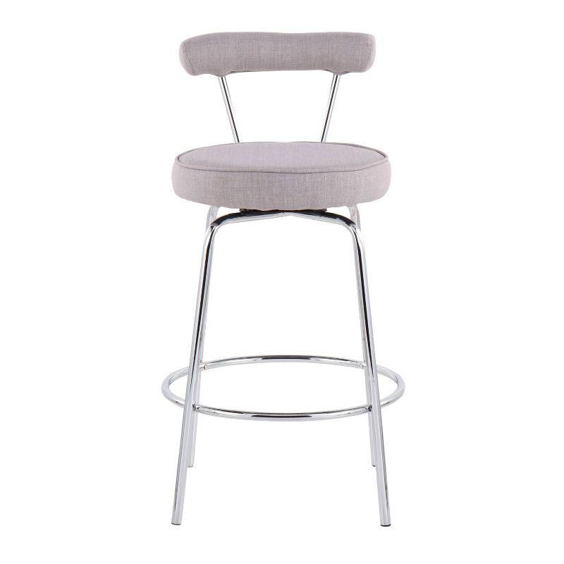 Contemporary Chrome 20" Swivel Counter Stool in Light Grey