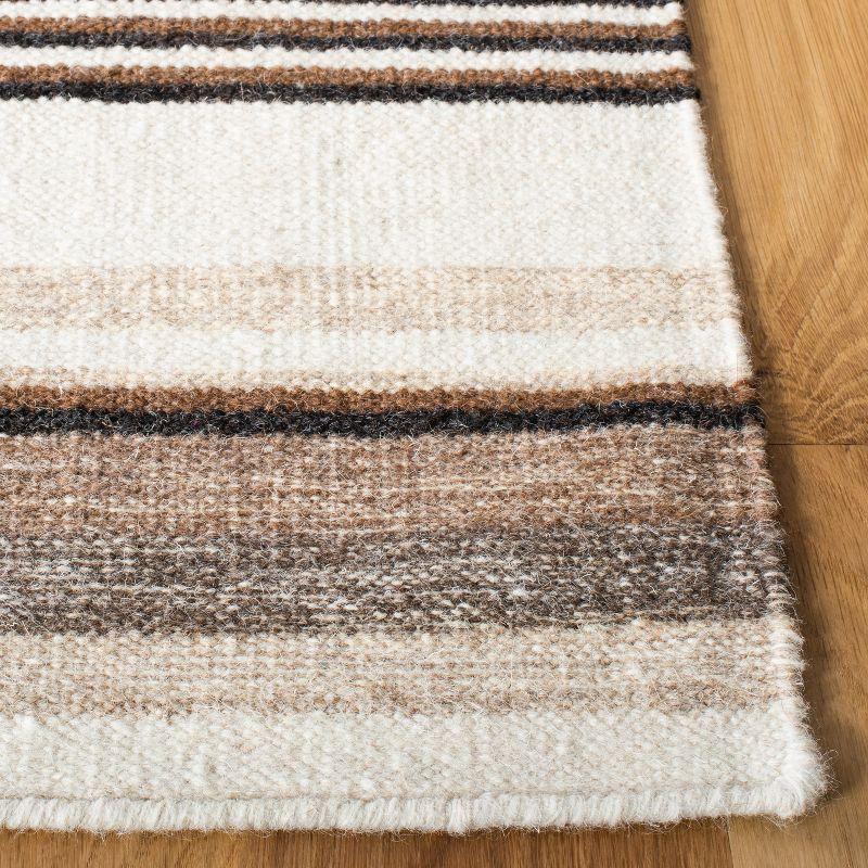 Striped Kilim STK601 Hand Loomed Indoor Area Rug - Natural/Ivory - 7'x7' - Safavieh