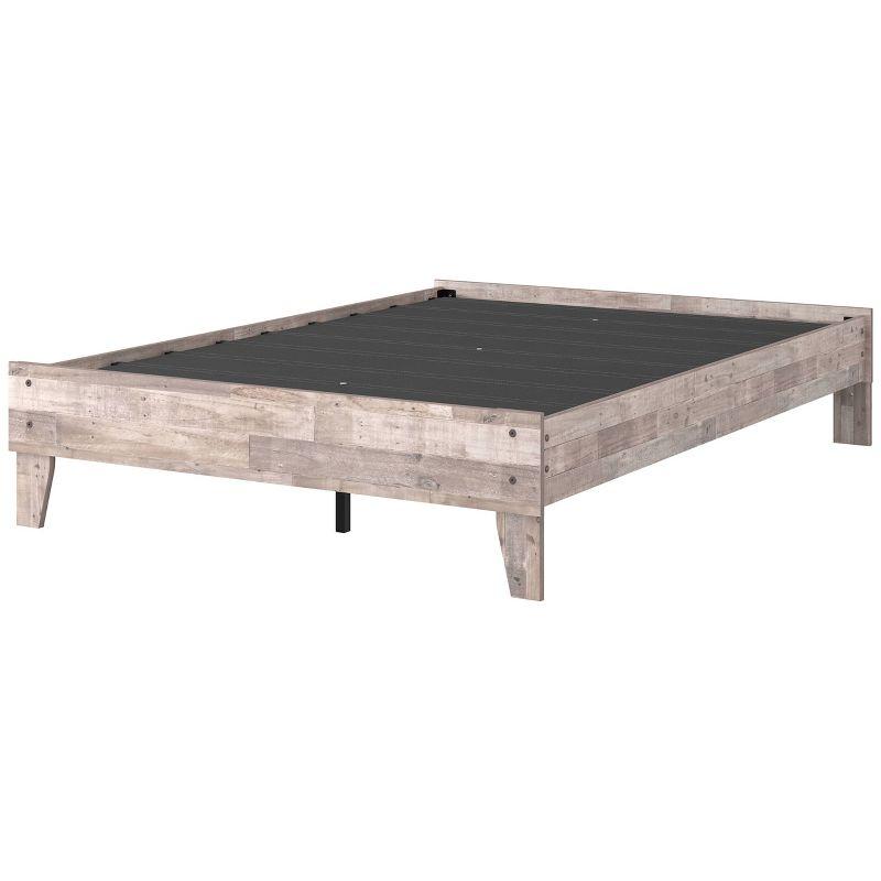 Beige Full Wood Frame Platform Bed with Storage Drawers