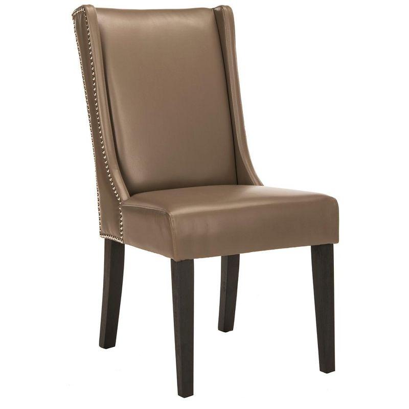 Transitional Gray Leather Upholstered Parsons Side Chair