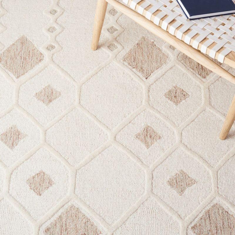 Ivory Geometric Hand-Tufted Wool Area Rug