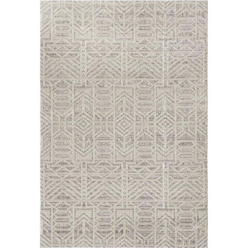 Elaina Light Gray Abstract Indoor/Outdoor Area Rug 4' x 6'