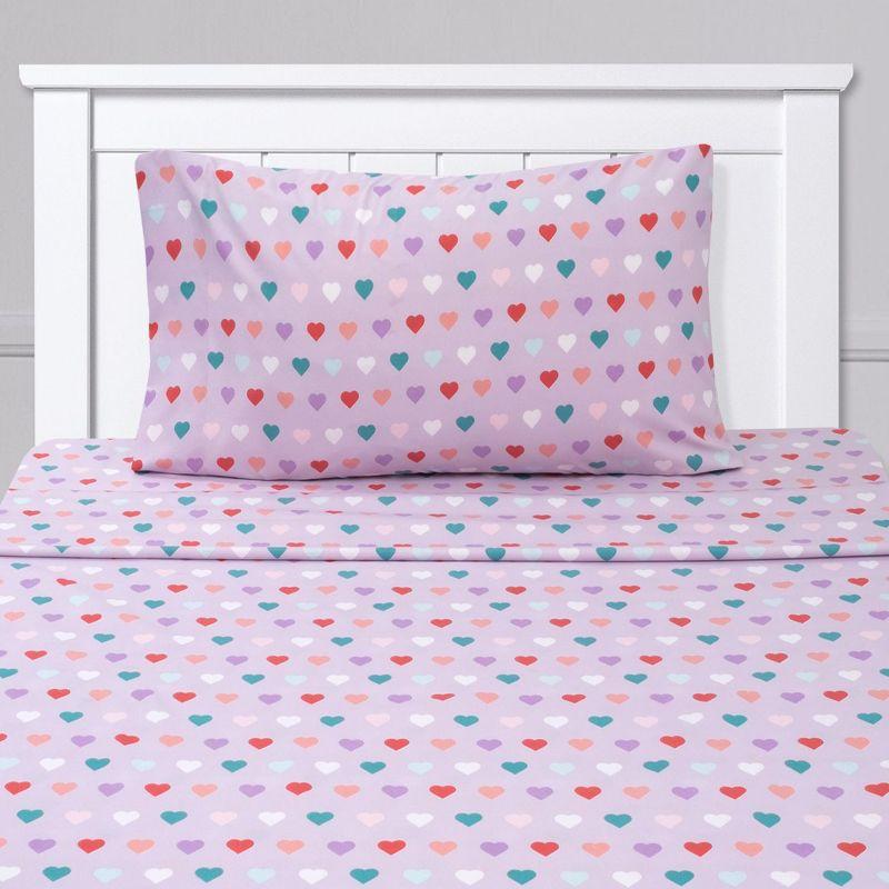 Pink Hearts Microfiber Twin Kids' Sheet Set