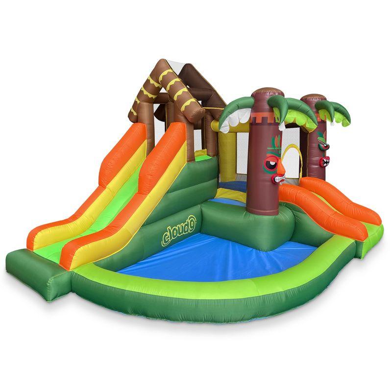 Jungle Theme Inflatable Bounce House with Dual Slides and Ball Pit