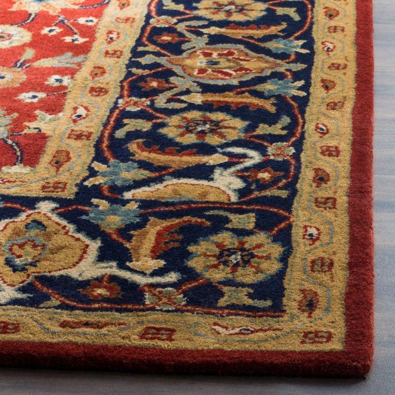 Handmade Red and Navy Wool Tufted Area Rug