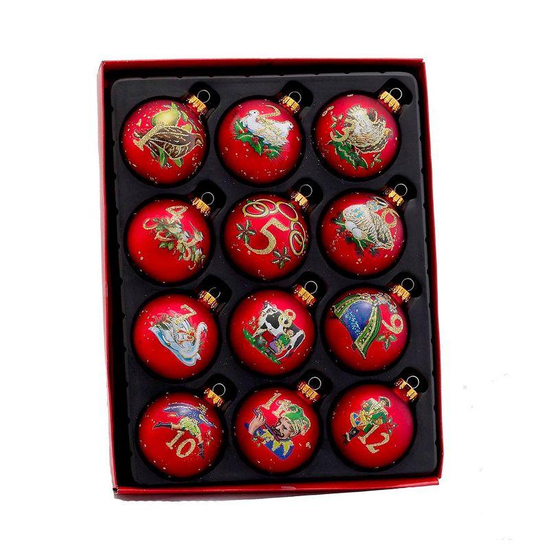 Kurt Adler Red and Gold Glass Christmas Ball Ornaments, 12-Piece Set